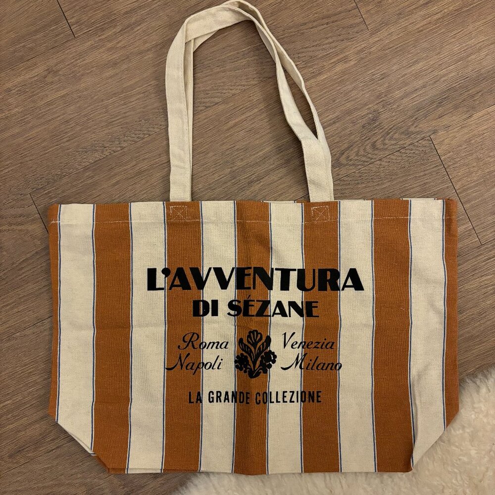 Sezane tote bag in striped ochre
